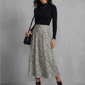 Snake Print Free People Grey Polyester Maxi Skirt 8